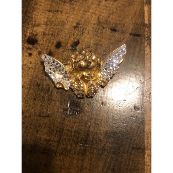 VINTAGE CIRCA 1980'a ERA GORGEOUS RARE FIORUCCI GP ANGEL SWAROVSKI BROOCH - Picture 1 of 7